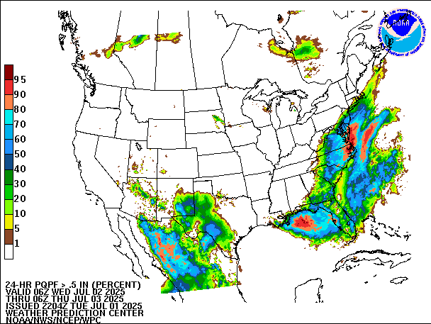 24-Hour PQPF valid 06Z July 3, 2025