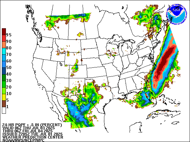 24-Hour PQPF valid 06Z July 4, 2025