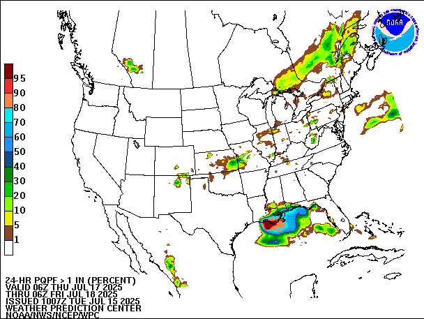 24-Hour PQPF valid 06Z July 18, 2025
