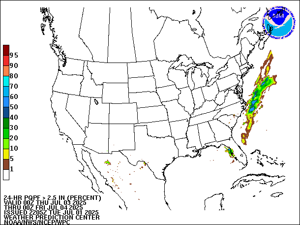 24-Hour PQPF valid 00Z July 4, 2025