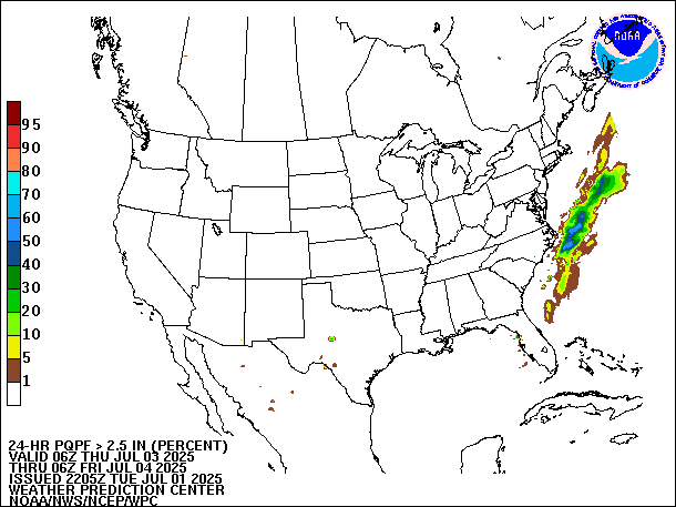 24-Hour PQPF valid 06Z July 4, 2025