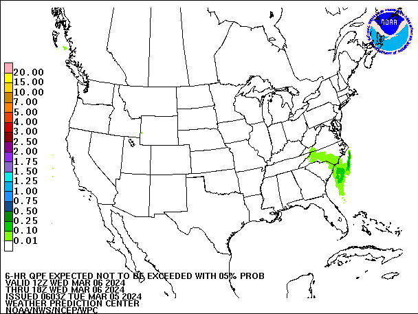 6-Hour 5th
                     Percentile QPF valid 18Z March 6, 2024