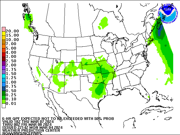 6-Hour 50th
                     Percentile QPF valid 00Z March 8, 2024