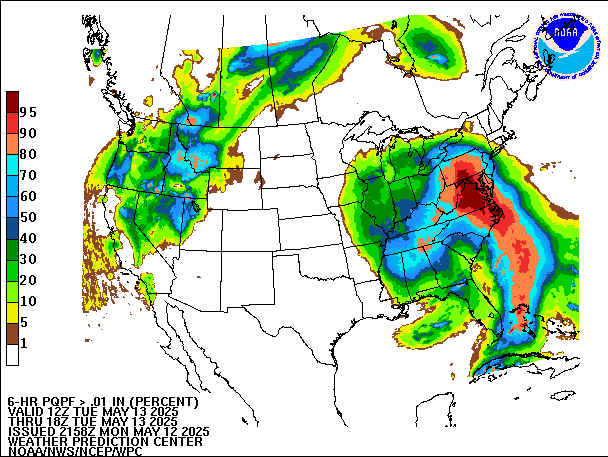 6-Hour PQPF valid 18Z May 13, 2025