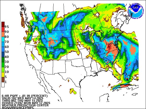 6-Hour PQPF valid 00Z May 15, 2025