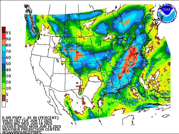 6-Hour PQPF valid 00Z June 18, 2025