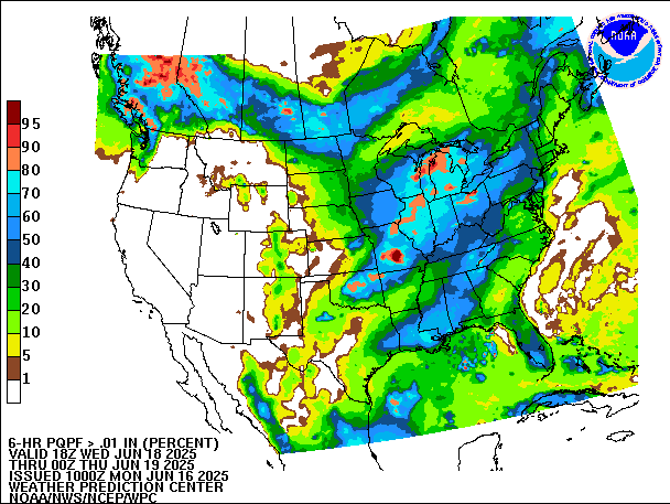 6-Hour PQPF valid 00Z June 19, 2025