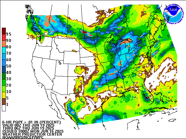 6-Hour PQPF valid 06Z June 19, 2025