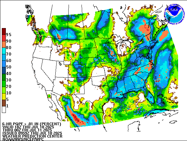 6-Hour PQPF valid 00Z July 11, 2025