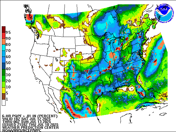 6-Hour PQPF valid 00Z July 13, 2025