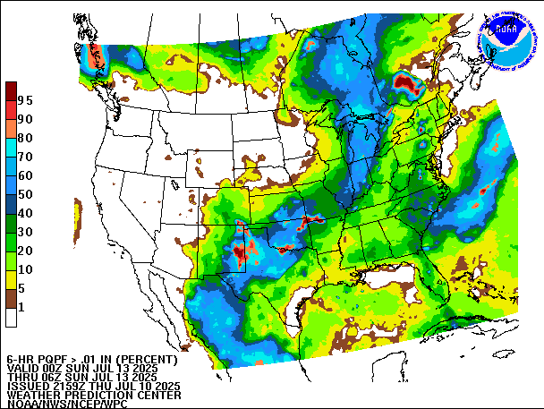 6-Hour PQPF valid 06Z July 13, 2025