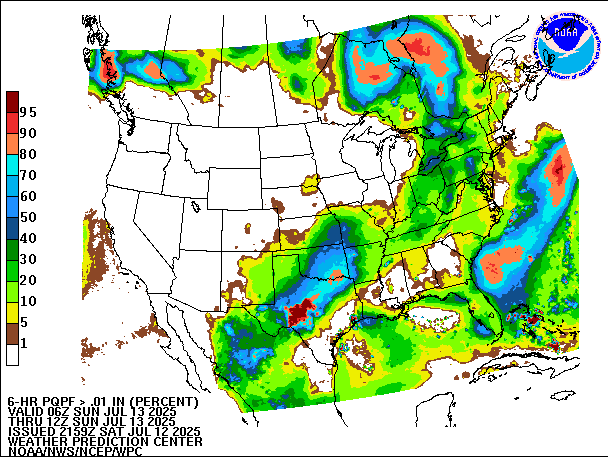 6-Hour PQPF valid 12Z July 13, 2025