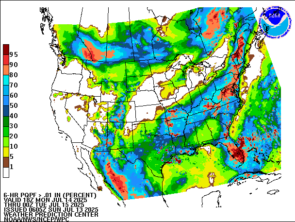6-Hour PQPF valid 00Z July 15, 2025