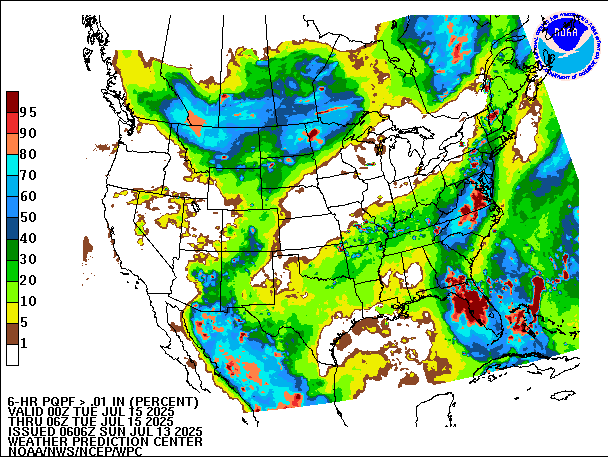 6-Hour PQPF valid 06Z July 15, 2025