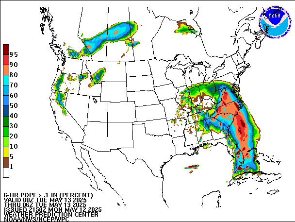 6-Hour PQPF valid 06Z May 13, 2025