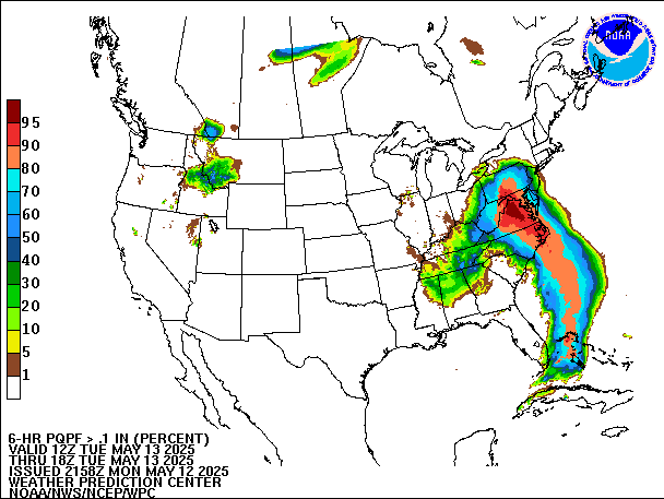 6-Hour PQPF valid 18Z May 13, 2025