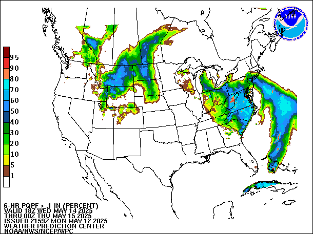 6-Hour PQPF valid 00Z May 15, 2025