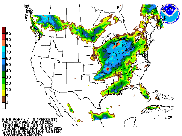 6-Hour PQPF valid 00Z June 19, 2025