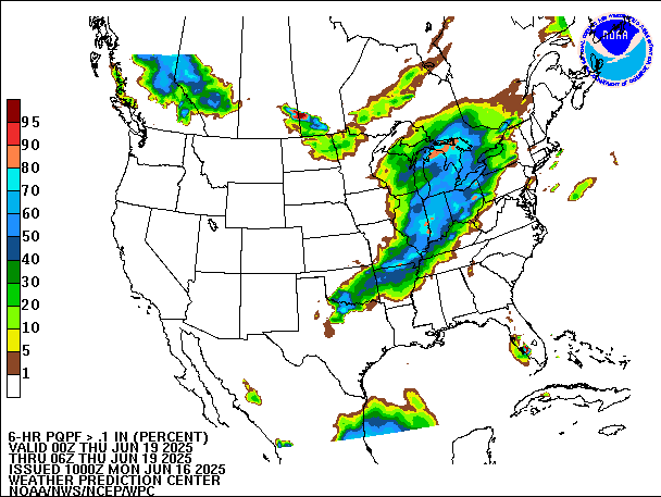 6-Hour PQPF valid 06Z June 19, 2025