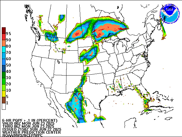 6-Hour PQPF valid 06Z June 23, 2025