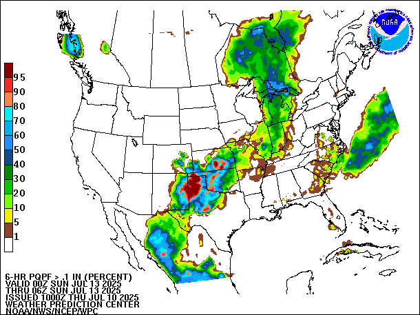 6-Hour PQPF valid 06Z July 13, 2025