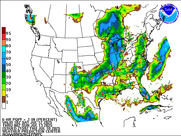6-Hour PQPF valid 00Z July 13, 2025
