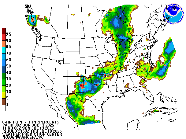 6-Hour PQPF valid 06Z July 13, 2025