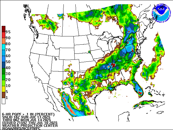6-Hour PQPF valid 00Z July 14, 2025