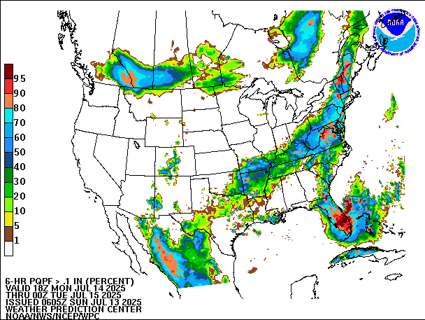 6-Hour PQPF valid 00Z July 15, 2025