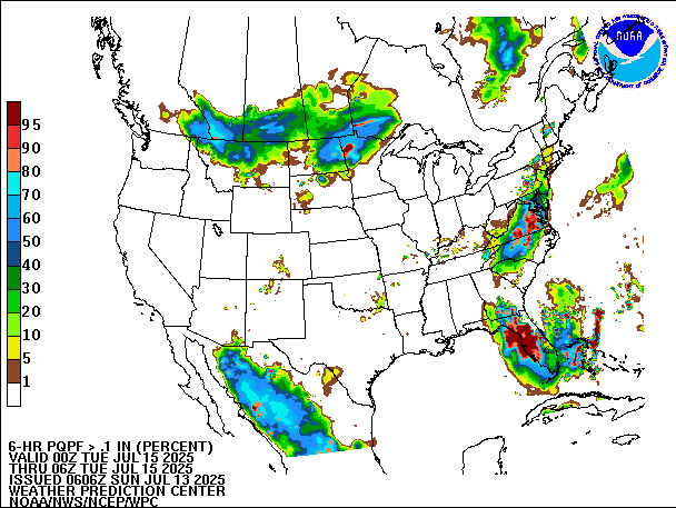 6-Hour PQPF valid 06Z July 15, 2025