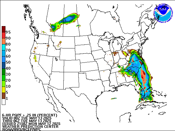 6-Hour PQPF valid 06Z May 13, 2025