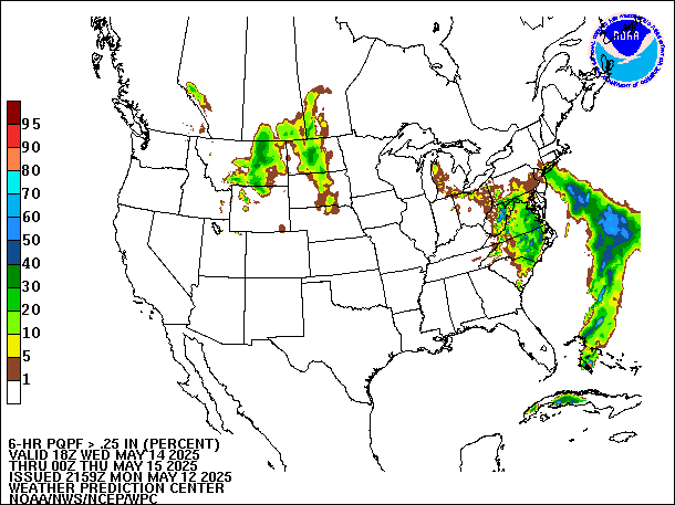 6-Hour PQPF valid 00Z May 15, 2025