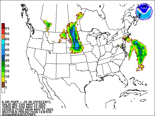6-Hour PQPF valid 06Z May 15, 2025