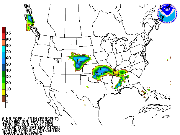6-Hour PQPF valid 06Z May 25, 2025