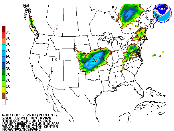6-Hour PQPF valid 06Z June 18, 2025