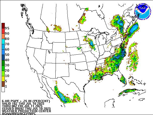 6-Hour PQPF valid 00Z July 11, 2025
