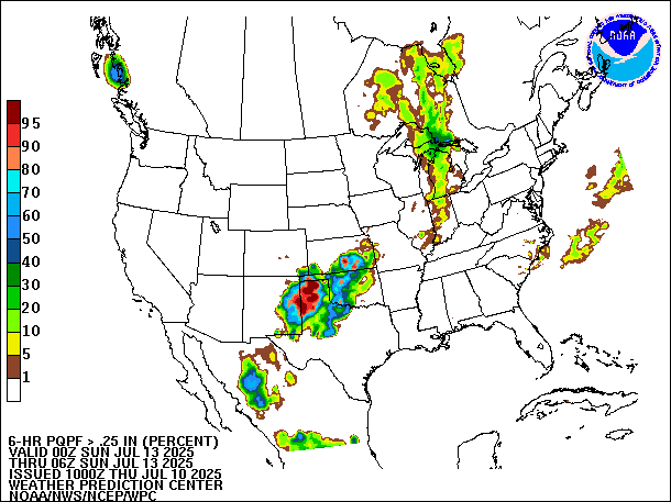 6-Hour PQPF valid 06Z July 13, 2025