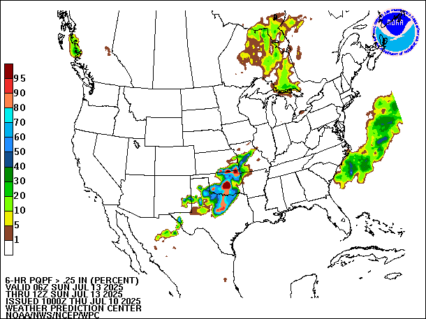 6-Hour PQPF valid 12Z July 13, 2025