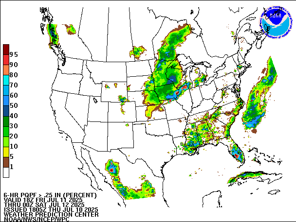 6-Hour PQPF valid 00Z July 12, 2025