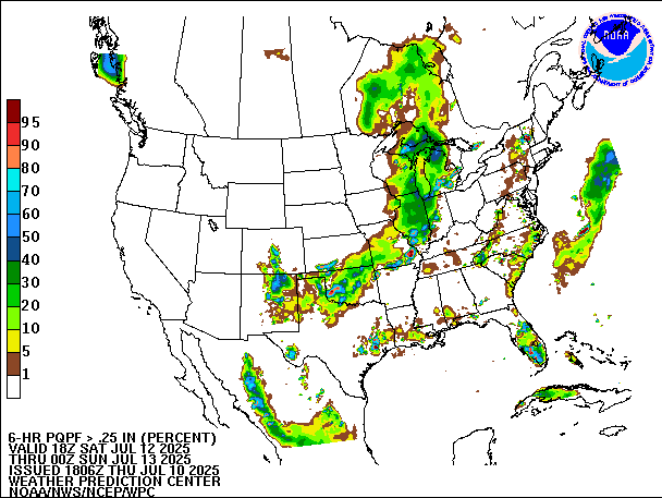 6-Hour PQPF valid 00Z July 13, 2025