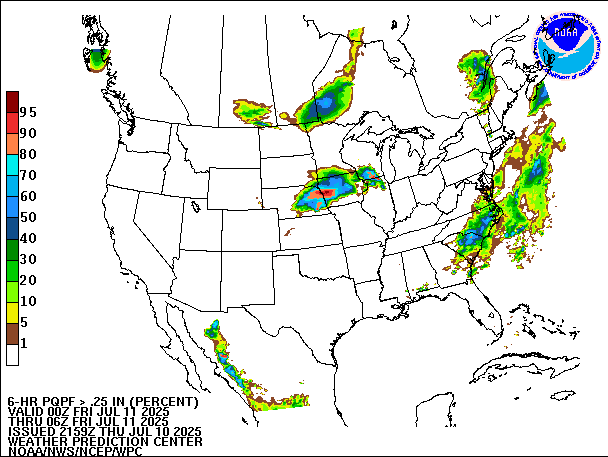 6-Hour PQPF valid 06Z July 11, 2025