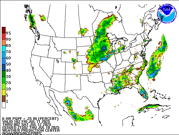 6-Hour PQPF valid 00Z July 12, 2025