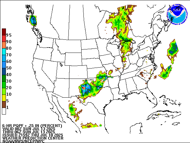 6-Hour PQPF valid 06Z July 13, 2025