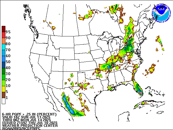 6-Hour PQPF valid 00Z July 14, 2025