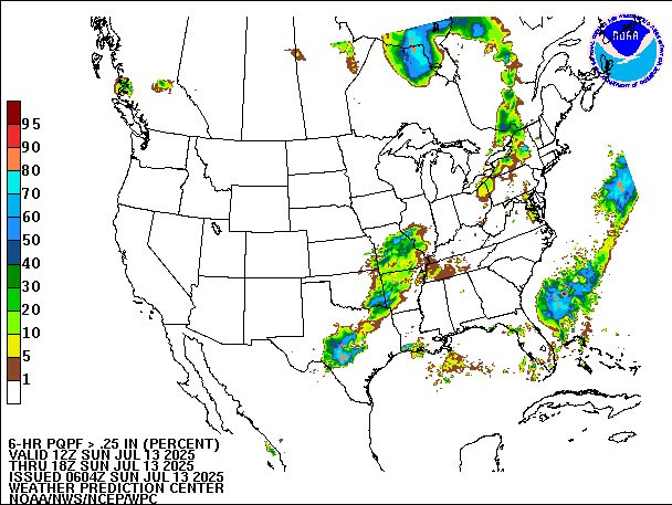 6-Hour PQPF valid 18Z July 13, 2025