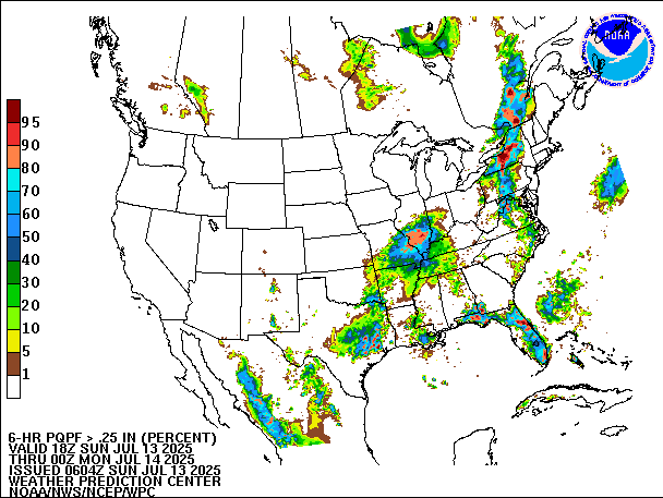 6-Hour PQPF valid 00Z July 14, 2025
