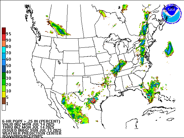 6-Hour PQPF valid 06Z July 14, 2025