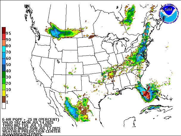 6-Hour PQPF valid 00Z July 15, 2025