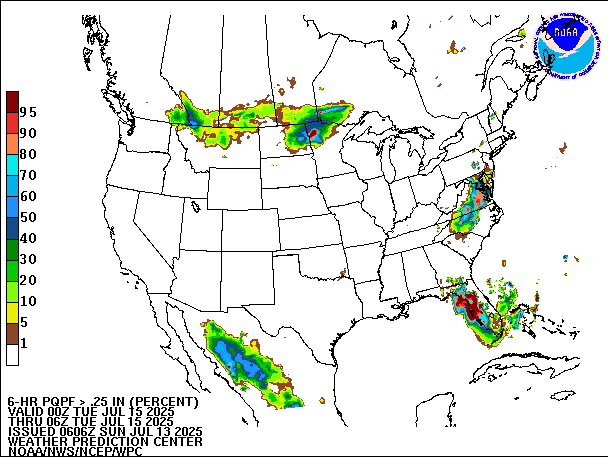 6-Hour PQPF valid 06Z July 15, 2025