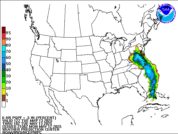 6-Hour PQPF valid 18Z May 13, 2025